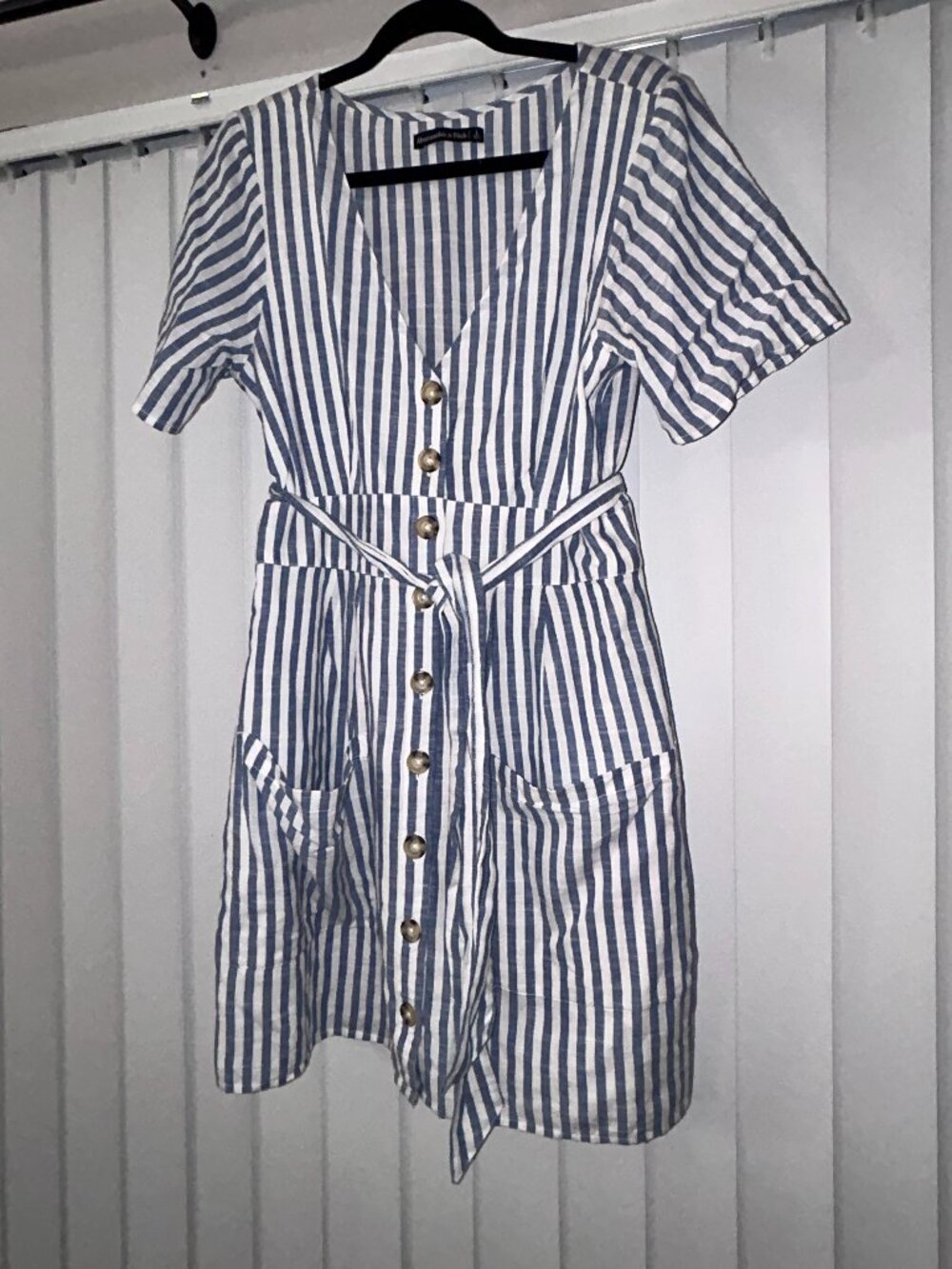 Abercrombie & Fitch Blue and White Striped Button-Front Dress